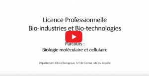 Image vidéo youtube présentation LP bio parcours bio IUT de Colmar Génie Biologique